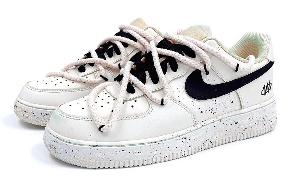 Lookbook [Nike カスタムシューズ] Air Force 1 ロー 'コーヒーウィッシュツリー スペックル ブラックグレー' CW2288-111(Team25-咖啡许愿树)