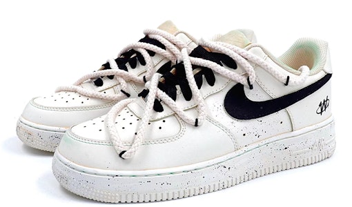 【訂製球鞋】 Nike Air Force 1 Low 空軍一號 咖啡許願樹 泼墨 星溯未來 麻繩 低筒 板鞋 男款 黑灰 Lookbook 【訂製球鞋】 Nike Air Force 1 Low 空軍一號 咖啡許願樹 泼墨 星溯未來 麻繩 低筒 板鞋 男款 黑灰