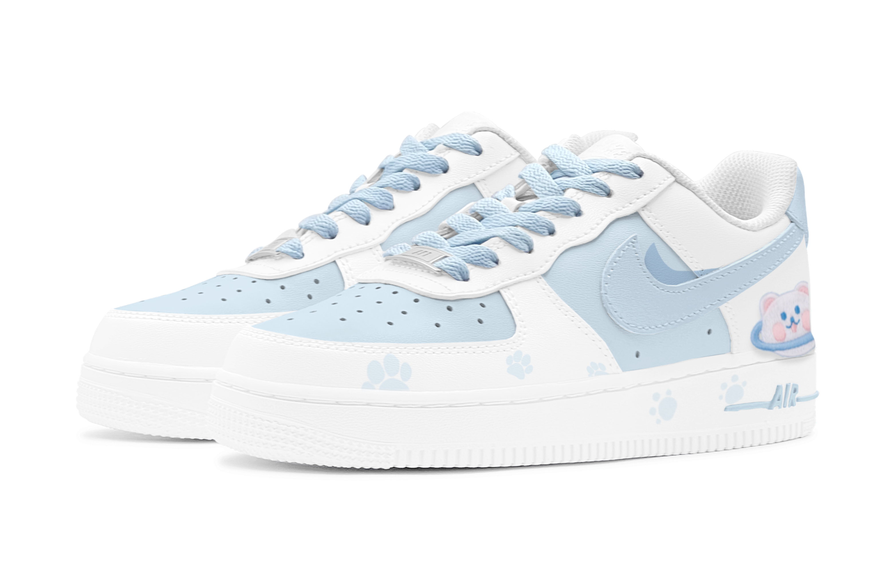 Lookbook [Zapatillas Personalizadas] Nike Air Force 1 Low 'Azul College Blanco' CW2288-111(TeamS-萌趣小熊男S-BOX)