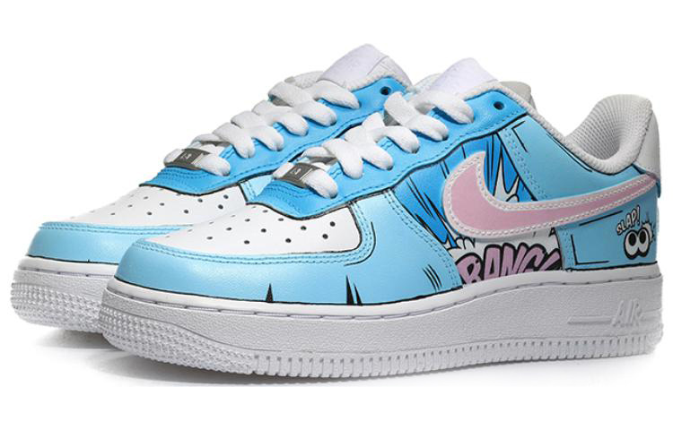 Lookbook 나이키 에어포스 1 로우 '코믹 블루 스케치' (커스텀) CW2288-111(Team10-漫画二次元蓝)