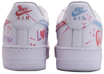 【定制球鞋】 Nike Air Force 1 Low 空軍一號 告白塗鴉 休閒 低幫 板鞋 GS 白色 Shop 【定制球鞋】 Nike Air Force 1 Low 空軍一號 告白塗鴉 休閒 低幫 板鞋 GS 白色