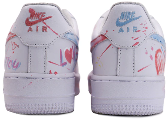 【定制球鞋】 Nike Air Force 1 Low 空軍一號 告白塗鴉 休閒 低幫 板鞋 GS 白色 Shop 【定制球鞋】 Nike Air Force 1 Low 空軍一號 告白塗鴉 休閒 低幫 板鞋 GS 白色