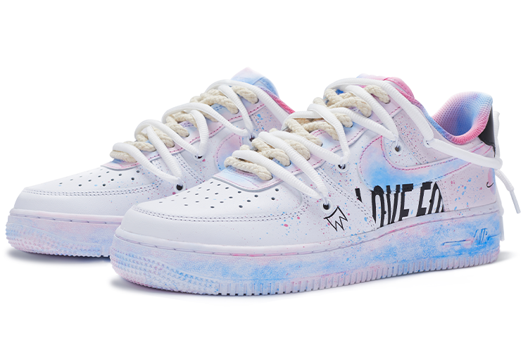 Lookbook [定制鞋款] 耐克空军一号低帮 '棉花糖扎染' CW2288-111(Team11-男款棉花糖涂鸦蓝粉)