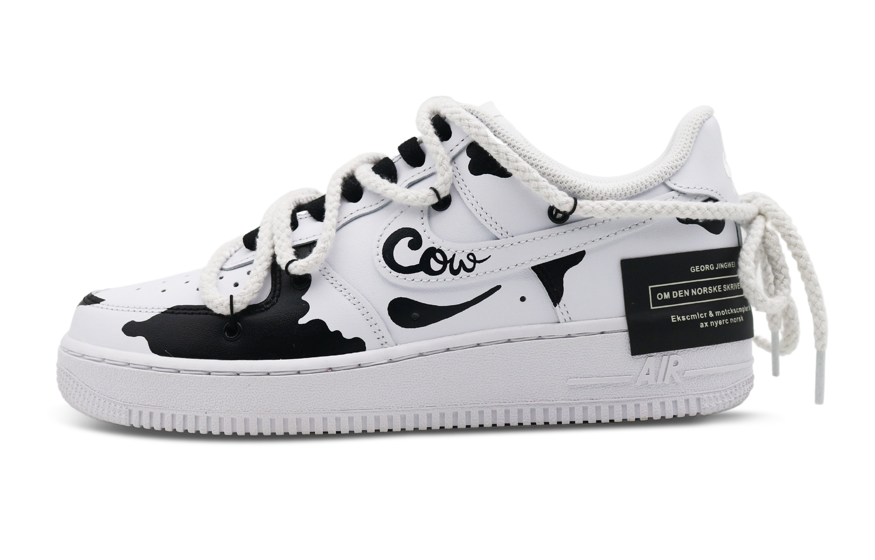 Buy 나이키 에어포스 1 로우 '카우 프린트' (커스텀) CW2288-111(Team8-男款奶牛风黑白)