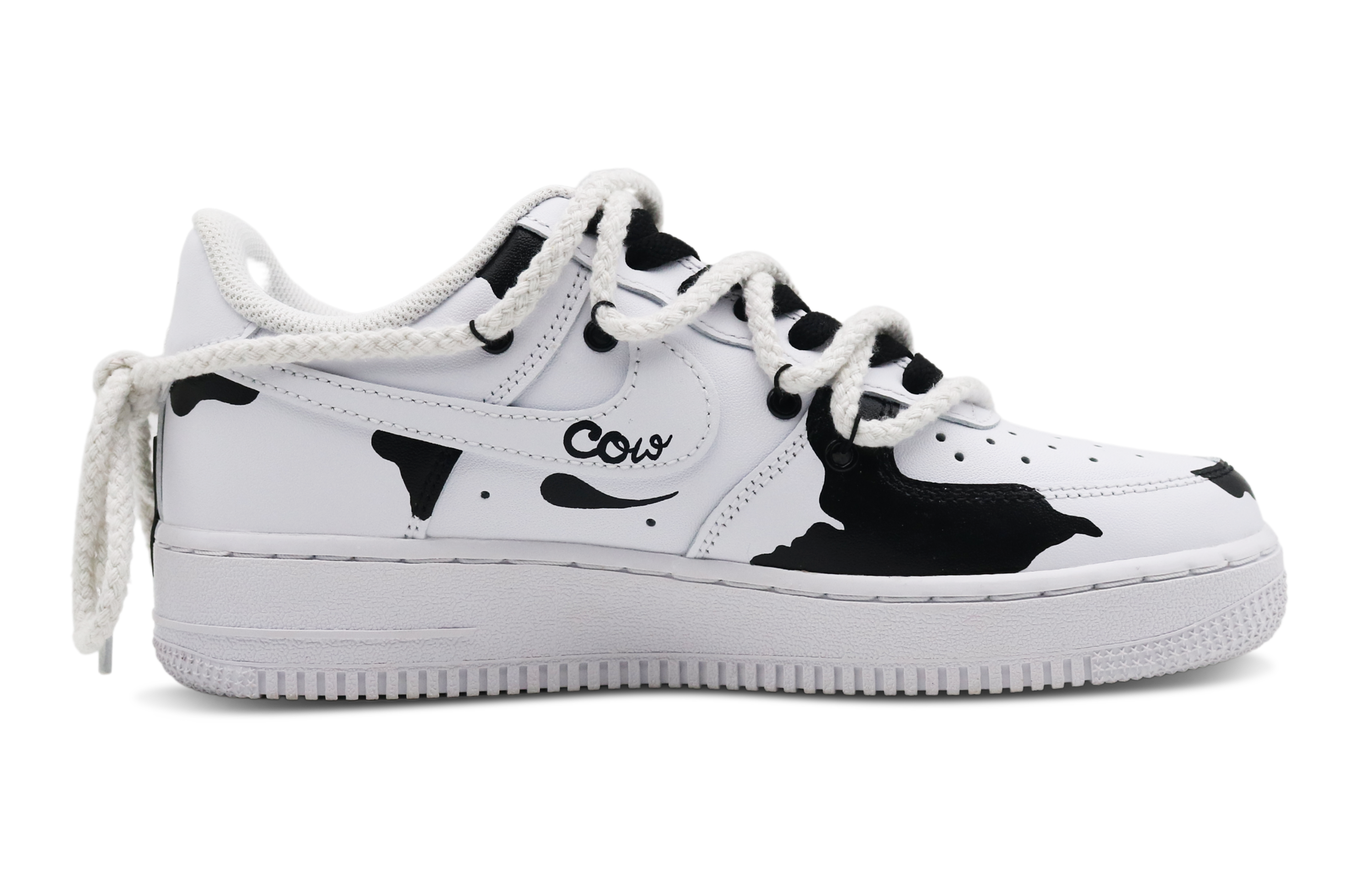 Order 나이키 에어포스 1 로우 '카우 프린트' (커스텀) CW2288-111(Team8-男款奶牛风黑白)