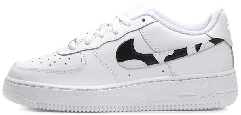 【定制球鞋】Nike Air Force 1 Low LE 奶牛鉤子 清新 SWOOSH 低幫 板鞋 GS 白黑 Buy 【定制球鞋】Nike Air Force 1 Low LE 奶牛鉤子 清新 SWOOSH 低幫 板鞋 GS 白黑
