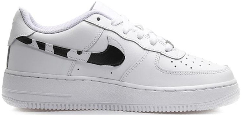 【定制球鞋】Nike Air Force 1 Low LE 奶牛鉤子 清新 SWOOSH 低幫 板鞋 GS 白黑 Order 【定制球鞋】Nike Air Force 1 Low LE 奶牛鉤子 清新 SWOOSH 低幫 板鞋 GS 白黑