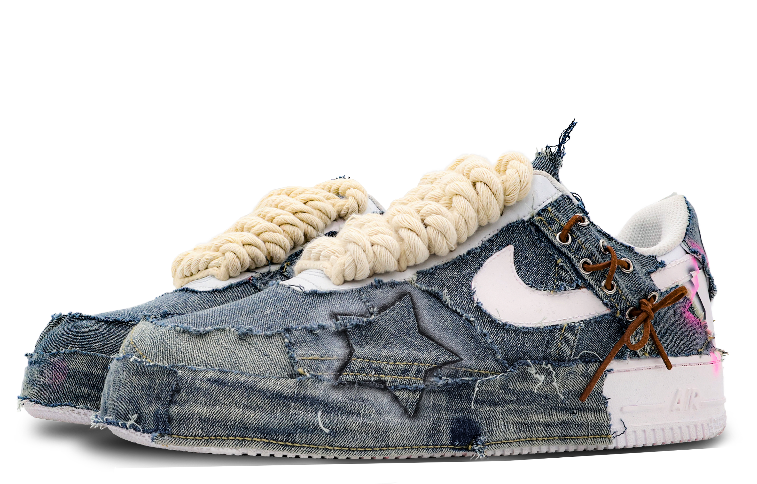 Lookbook [Sepatu Custom] Nike Air Force 1 Low 'Denim Koboi' CW2288-111(Team53-男款星际牛仔)