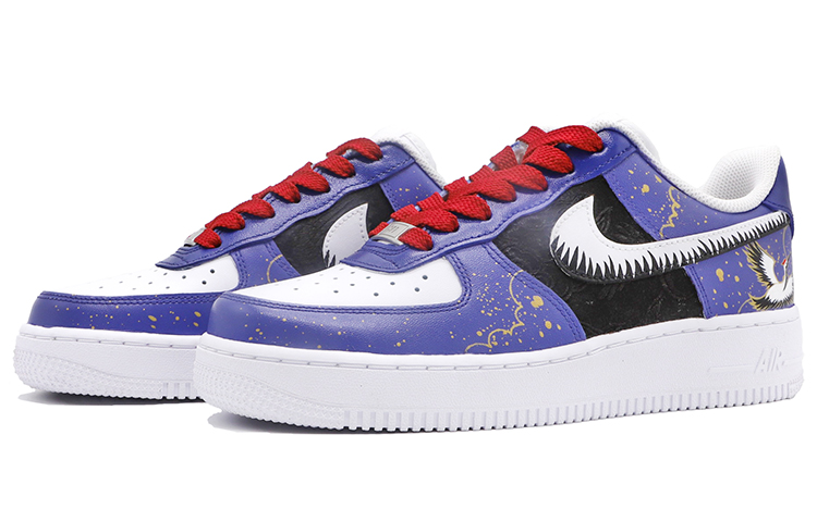 Shop 【定制鞋款】耐克空军1号低帮“鹤蓝黑” CW2288-111(TeamM-中国风男款仙鹤蓝黑)