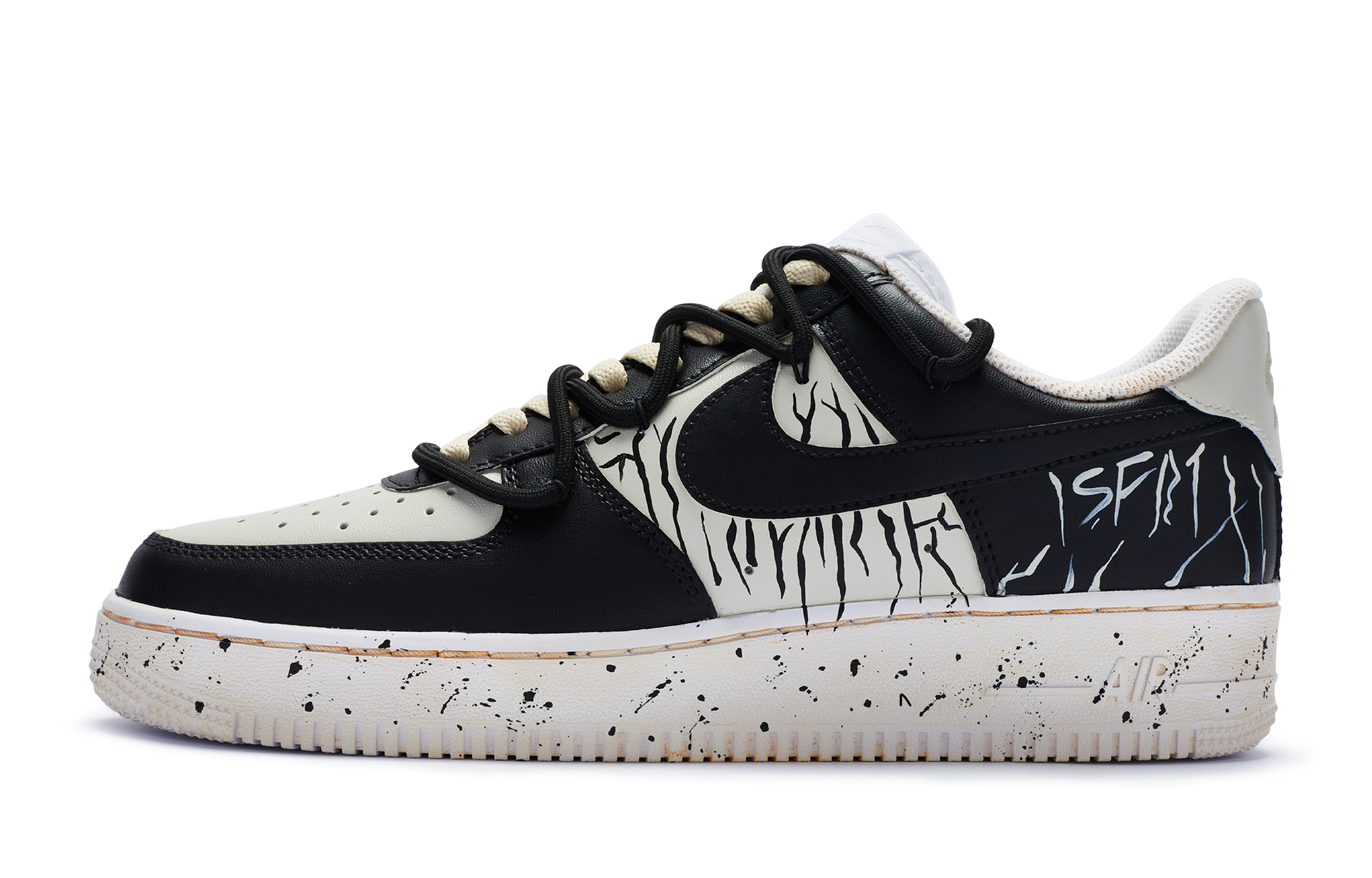 Buy [Zapatillas Personalizadas] Nike Air Force 1 Low 'Crema Negro' DH2920-111(TeamR-女款幽影交织2米白黑)