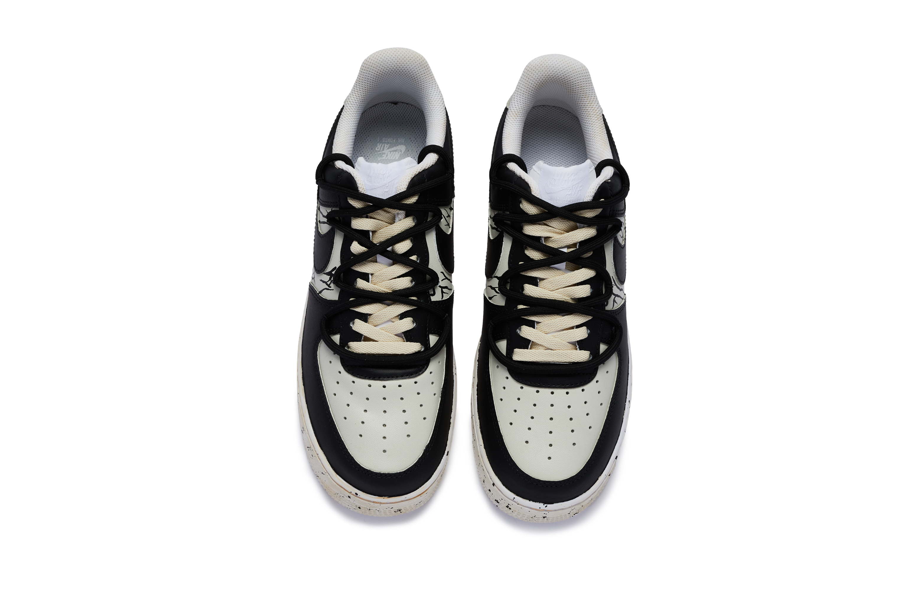 Shop [Zapatillas Personalizadas] Nike Air Force 1 Low 'Crema Negro' DH2920-111(TeamR-女款幽影交织2米白黑)