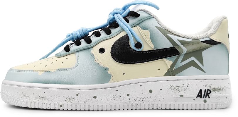 【客製球鞋】Nike Air Force 1 Low LE 星之所在 創意塗鴉 中國結 可拆卸 低筒 板鞋 GS 藍黃 Buy 【客製球鞋】Nike Air Force 1 Low LE 星之所在 創意塗鴉 中國結 可拆卸 低筒 板鞋 GS 藍黃