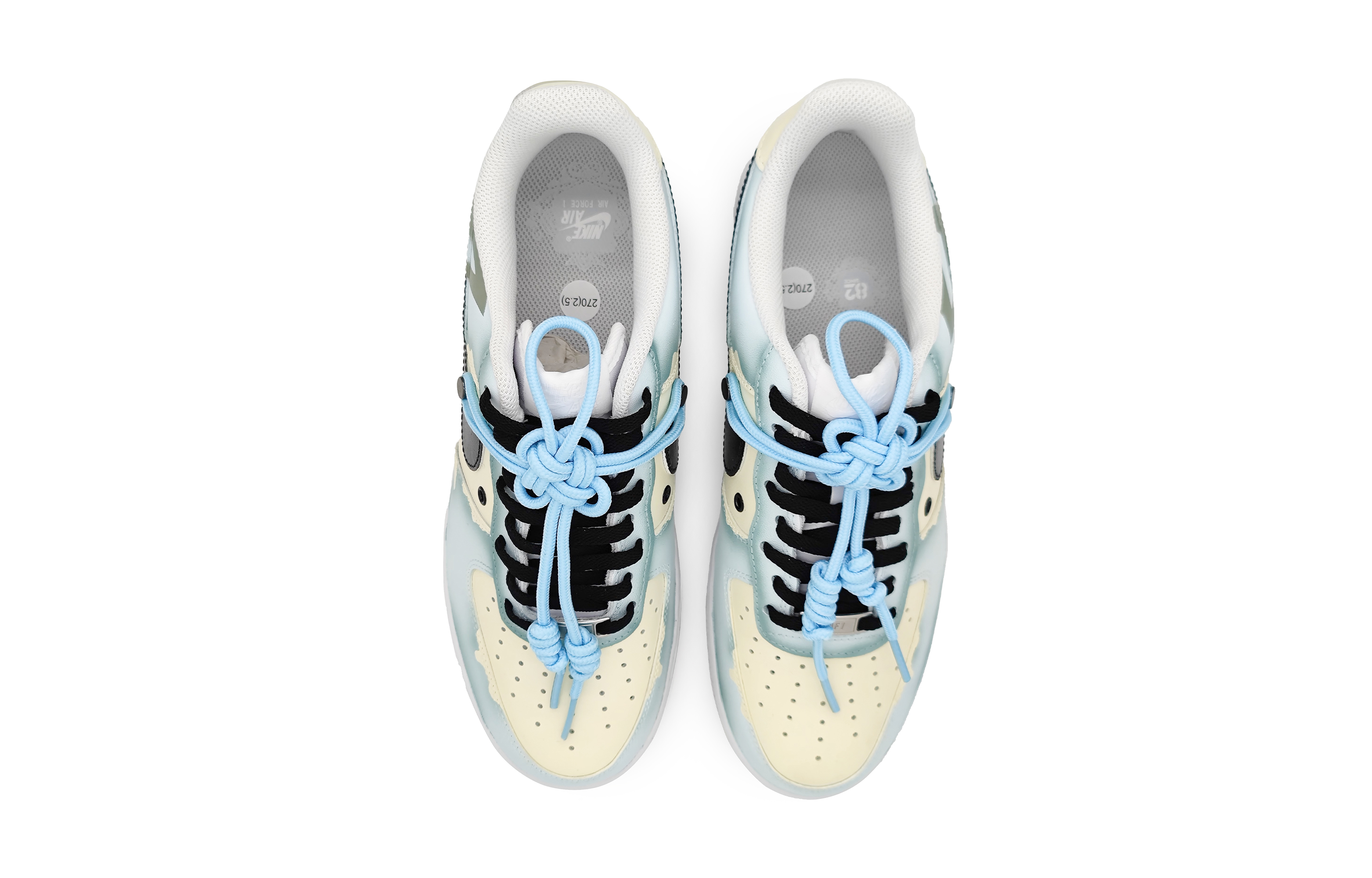 Shop 【客製球鞋】Nike Air Force 1 Low LE 星之所在 創意塗鴉 中國結 可拆卸 低筒 板鞋 GS 藍黃