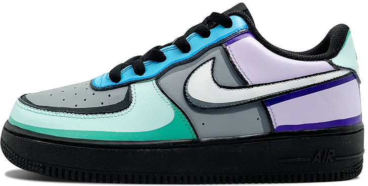 custom-shoes-nike-air-force-1-low-custom-3-d-graffiti-black-purple-green