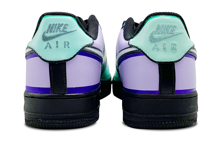 Shop 나이키 에어포스 1 로우 '커스텀 3D 그라피티 블랙 퍼플 그린' CW2288-001(Team-E男款3D手绘涂鸦黑紫绿)