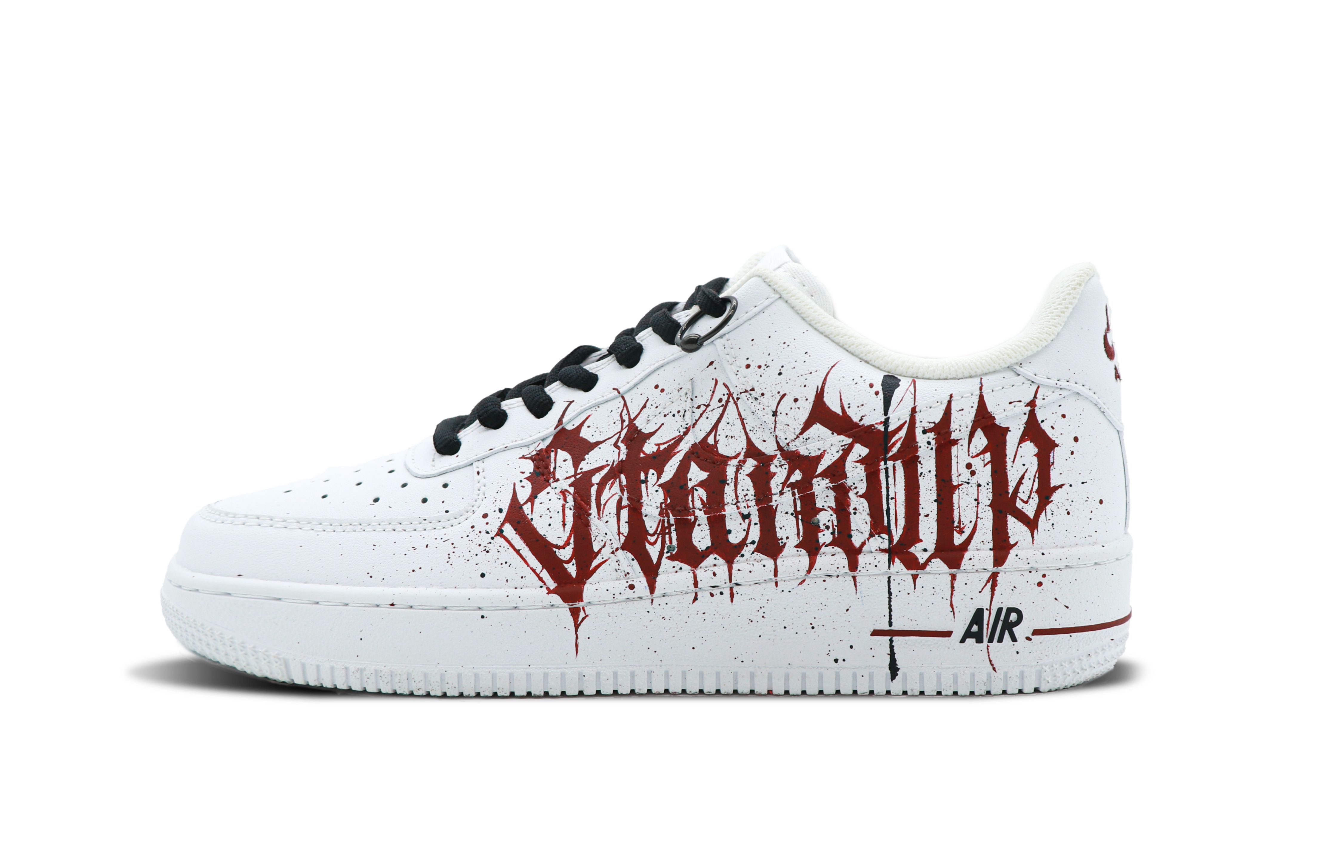 Order [定制鞋款] 耐克空军一号低帮'定制哥特手绘白红' CW2288-111(Team147-白色哥特)