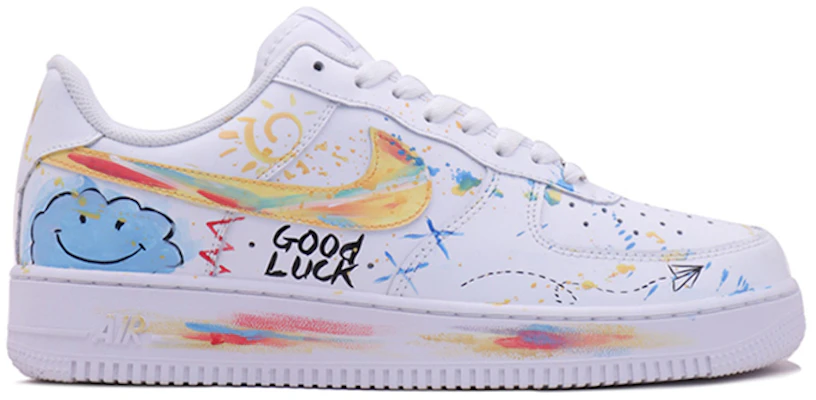 【定製球鞋】Nike Air Force 1 Low 空軍一號 手繪塗鴉 彩虹 向日葵 笑臉 低幫 板鞋 GS 純白 Order 【定製球鞋】Nike Air Force 1 Low 空軍一號 手繪塗鴉 彩虹 向日葵 笑臉 低幫 板鞋 GS 純白