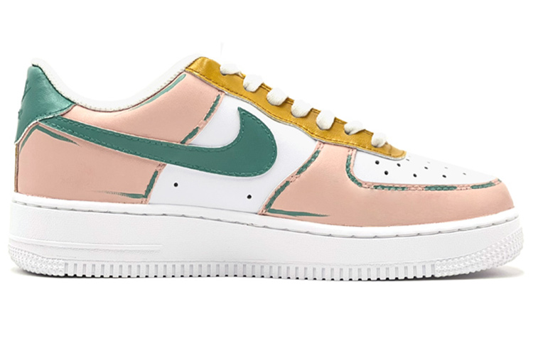 Order 나이키 에어포스 1 로우 '핑크·화이트·그린' (커스텀) CW2288-111(TeamS-复古luck)