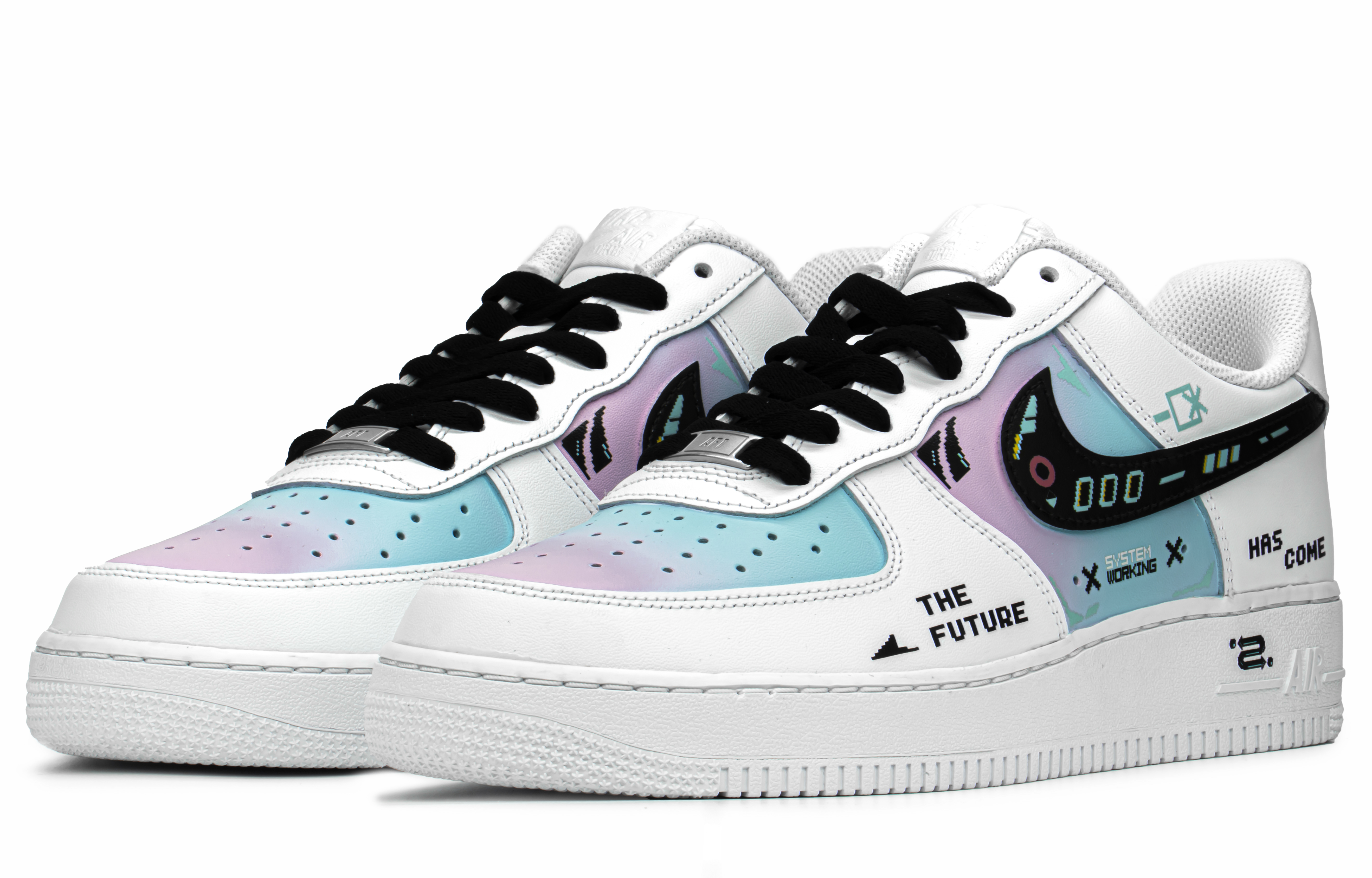 Lookbook [Zapatos Personalizados] Nike Air Force 1 Low 'Futuro Gamer Ciberpunk' CW2288-111(TeamA-AF1男款赛博白棉花糖)