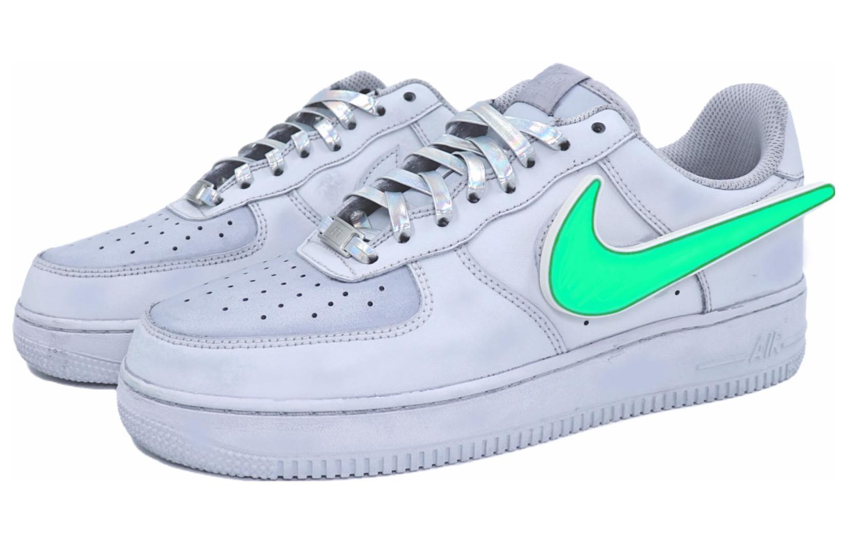 Lookbook 【訂製球鞋】 Nike Air Force 1 低筒 綠魔之眼 賽博龐克 LED勾 未來感 科技 星溯未來 低筒 板鞋 男款 灰綠