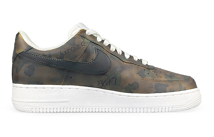 Shop [Kasut Custom] Nike Air Force 1 Rendah 'Cyberpunk Camo Putih Kuning Hijau' CW2288-111(Team叁-男温变迷彩LED)