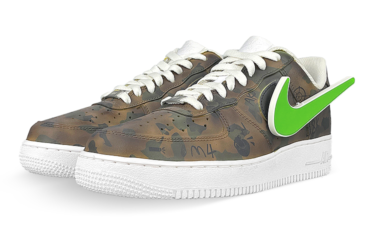 Purchase [Kasut Custom] Nike Air Force 1 Rendah 'Cyberpunk Camo Putih Kuning Hijau' CW2288-111(Team叁-男温变迷彩LED)