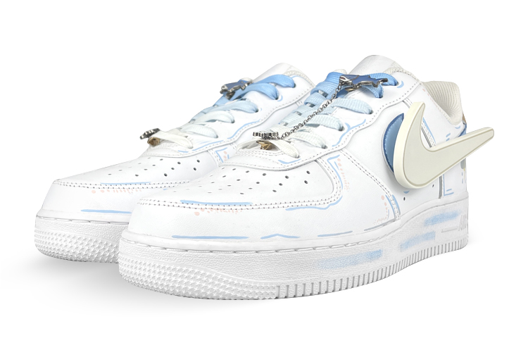 Shop [Sepatu Kustom] Nike Air Force 1 Low 'Cyberpunk LED Swoosh Grafiti' DH2920-111(Team叁-女LED雨天)