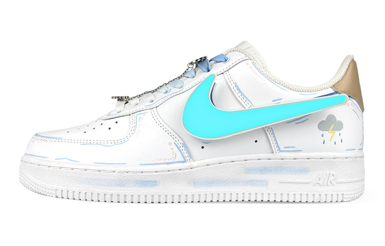 Order [Kasut Custom] Nike Air Force 1 Low 'Cyberpunk Putih-Biru' CW2288-111(Team叁-男LED雨天)