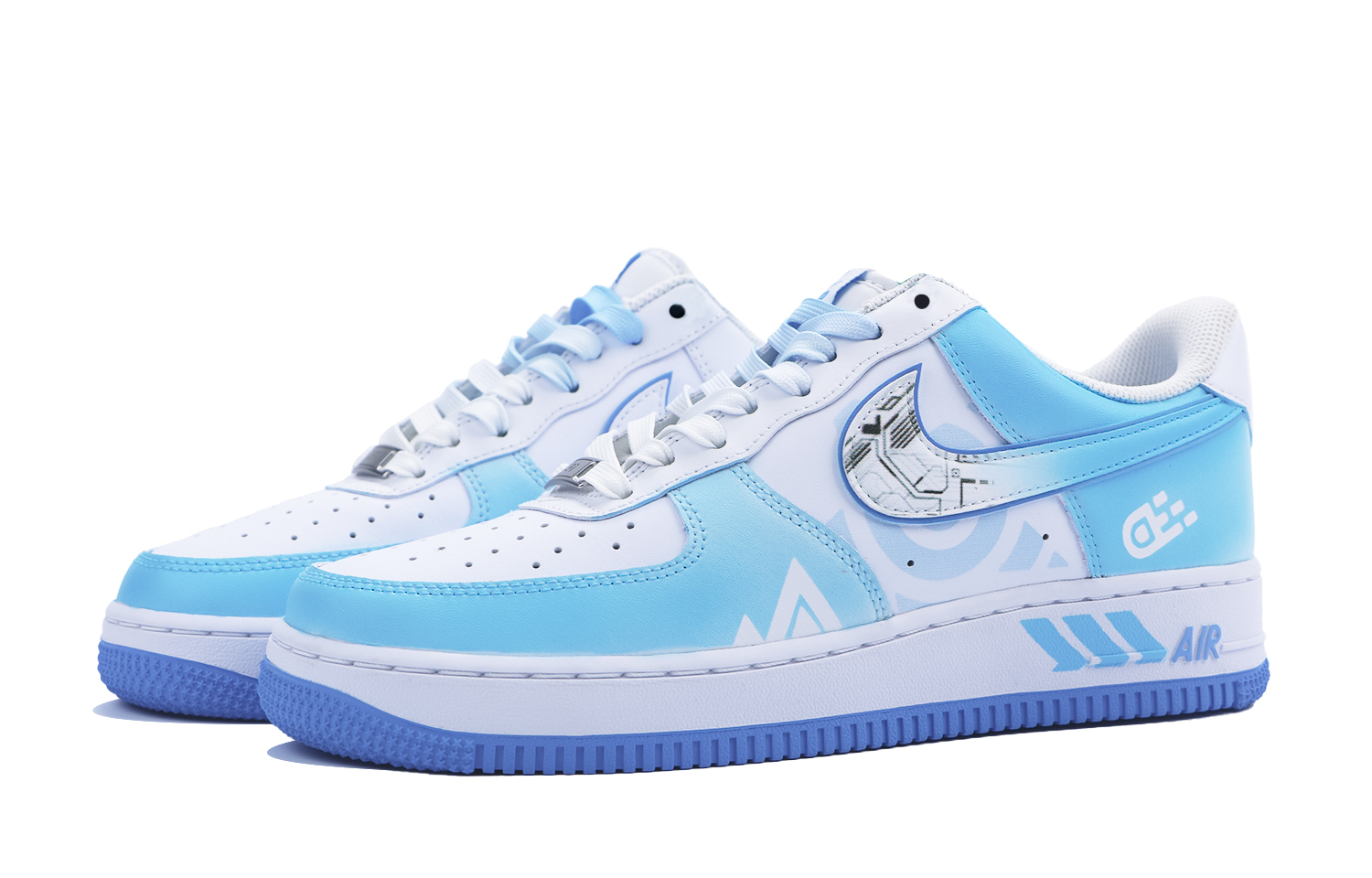 Lookbook [Sepatu Custom] Nike Air Force 1 Low 'Cyberpunk Putih-Biru' DV0788-101(Team48-赛博世界)