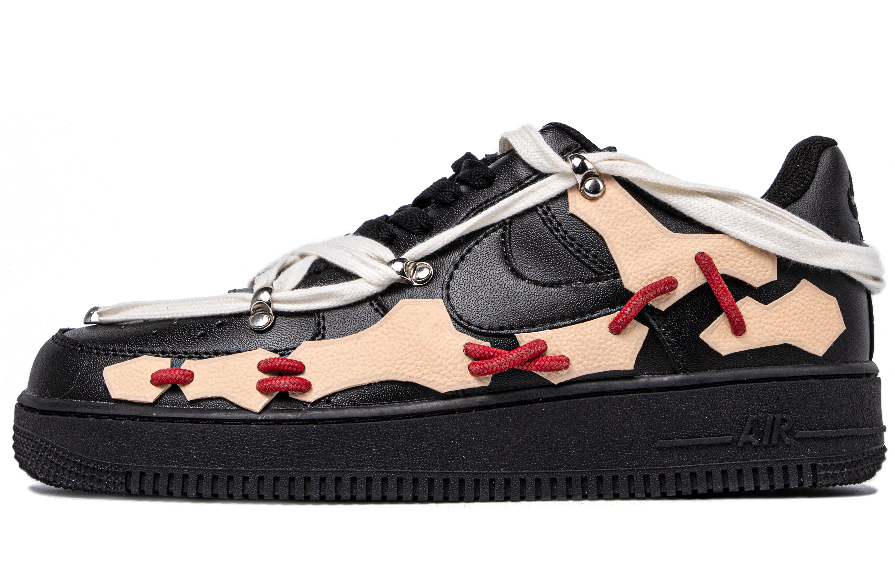 Buy Zapatillas Nike Air Force 1 Low 'Da Vinci Negro Rojo Blanco' CW2288-001(TeamM-男款趾骨解构黑红米白)