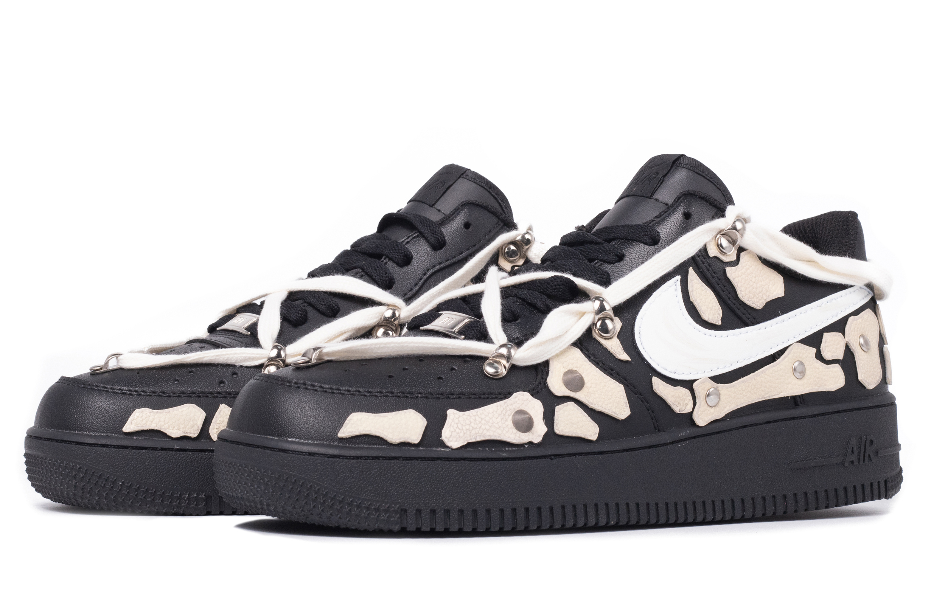 Lookbook Zapatillas Nike Air Force 1 Low 'Da Vinci Negro Hueso Blanco' CW2288-001(TeamM-男款破碎趾骨黑灰米白)