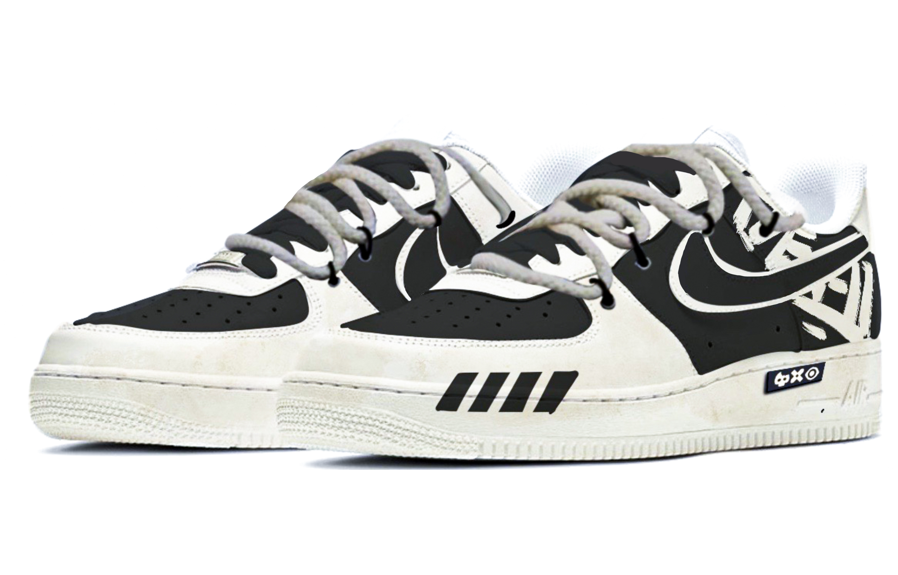 Lookbook [Sepatu Custom] Nike Air Force 1 Low 'Da Vinci Hitam Abu-abu' CW2288-111(TeamM-男款秘密战争S-BOX)