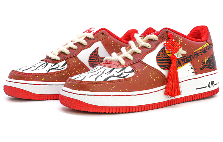 Lookbook [定制鞋款] 耐克空军1低帮 "达芬奇春节云" CW1575-100(TeamM-女款中国结黑红)