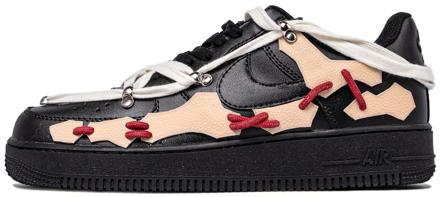【定制球鞋】Nike Air Force 1 Low LE 達芬奇定制 改造主題定制 趾骨解構 低幫 板鞋 GS 黑米紅 Buy 【定制球鞋】Nike Air Force 1 Low LE 達芬奇定制 改造主題定制 趾骨解構 低幫 板鞋 GS 黑米紅