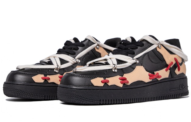 【定制球鞋】Nike Air Force 1 Low LE 達芬奇定制 改造主題定制 趾骨解構 低幫 板鞋 GS 黑米紅 Lookbook 【定制球鞋】Nike Air Force 1 Low LE 達芬奇定制 改造主題定制 趾骨解構 低幫 板鞋 GS 黑米紅