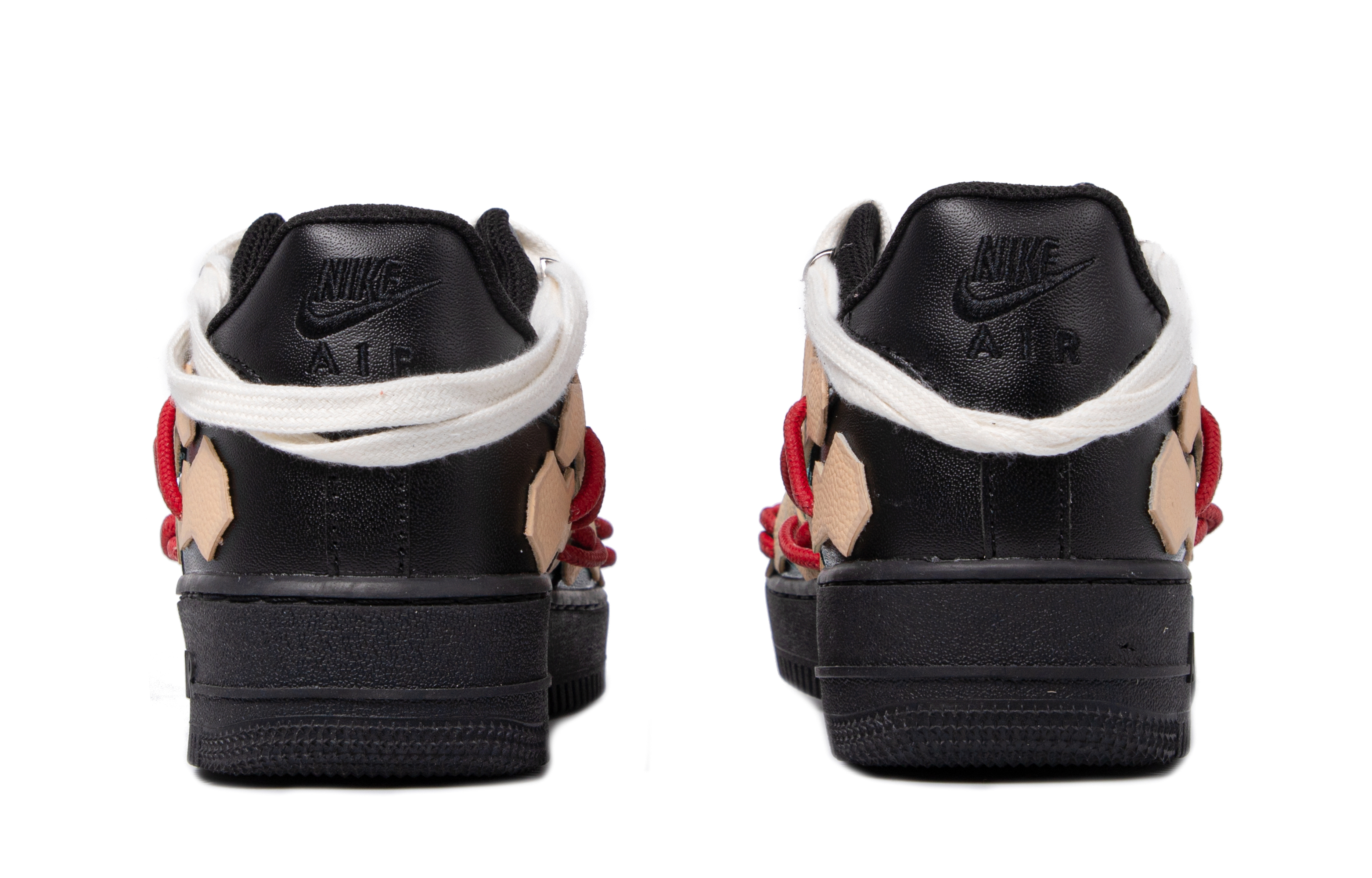 Shop [定制鞋款] 耐克空军1号低帮 '达·芬奇定制 - 黑奶油红' DH2920-001(TeamM-女款趾骨解构黑红米白)