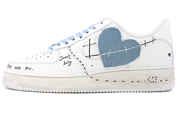 Buy [Sepatu Custom] Nike Air Force 1 Low 'Da Vinci Valentine's Day Denim' CW2288-111(TeamM-男款爱心牛仔白蓝)