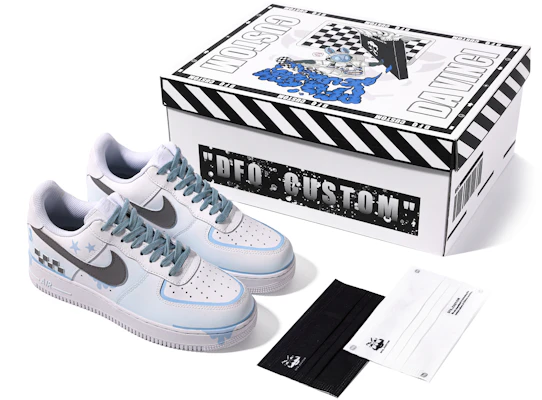【客製球鞋】 Nike Air Force 1 Low 達芬奇客製 特殊鞋盒 踏枝尋月 低幫 板鞋 男款 白藍灰 Buy 【客製球鞋】 Nike Air Force 1 Low 達芬奇客製 特殊鞋盒 踏枝尋月 低幫 板鞋 男款 白藍灰