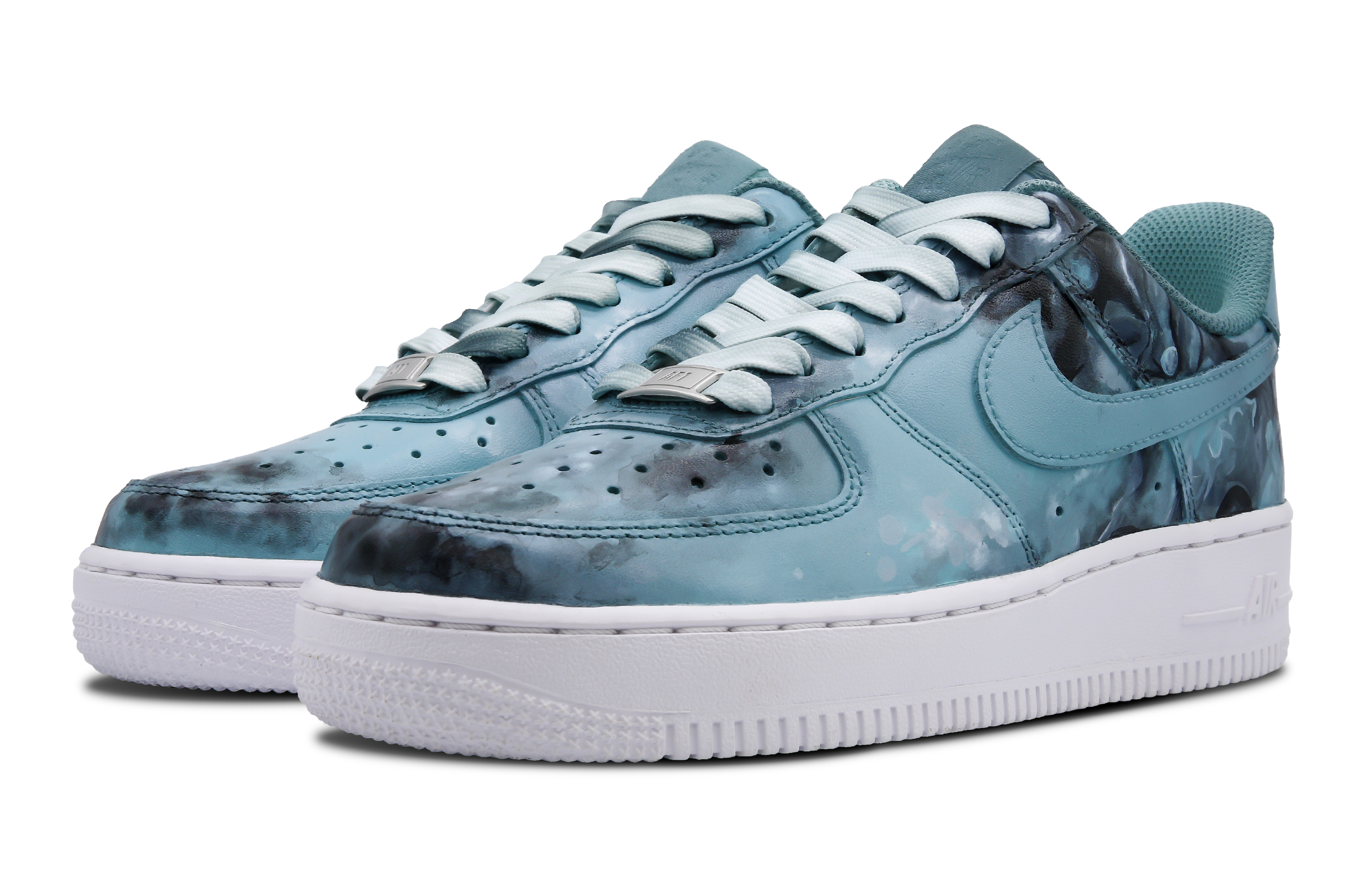 Lookbook [Kasut Custom] Nike Air Force 1 Low 'Dakwat Cyan Gelap' CW2288-111(Team152-男款墨染青蕴)