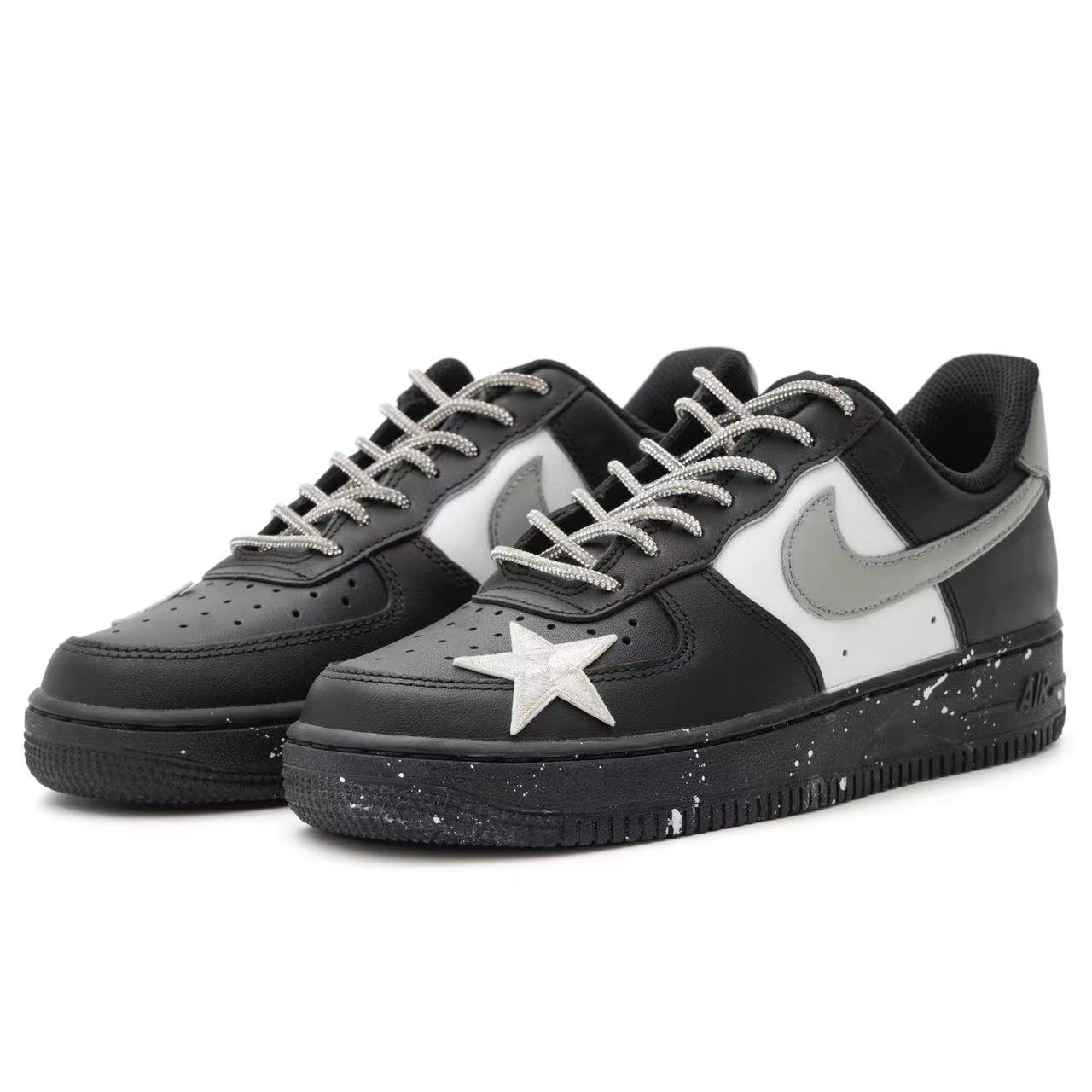 Lookbook [Kasut Custom] Nike Air Force 1 Low 'Dark Galaxy' CW2288-001(Team33-男女款暗夜星河黑白银)