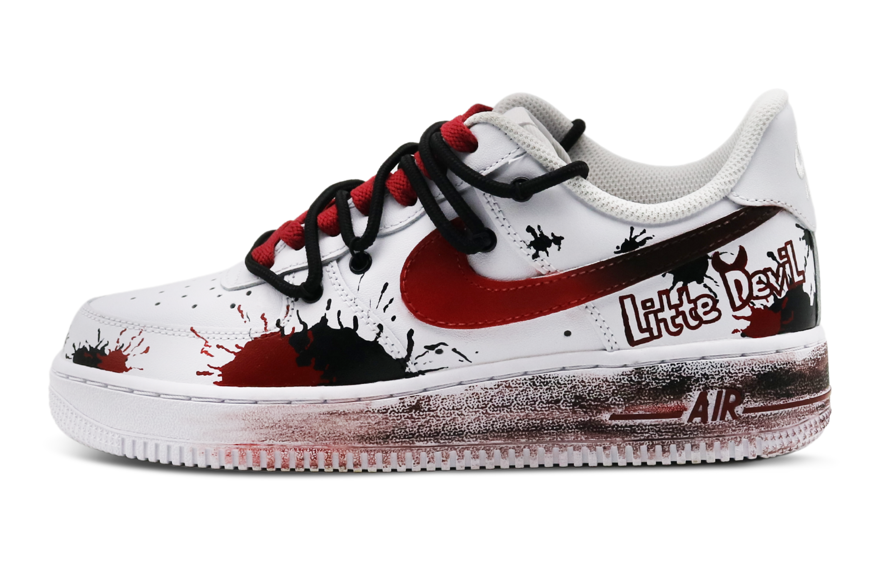 Buy 나이키 에어포스 1 로우 '다크 고딕 그라피티' (커스텀) CW2288-111(Team8-男款暗黑小恶魔黑红)