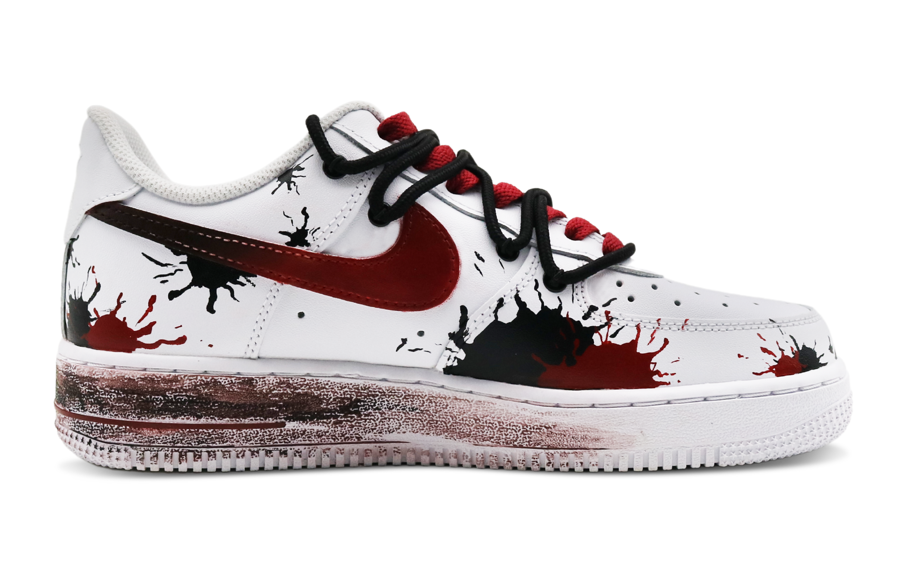 Order 나이키 에어포스 1 로우 '다크 고딕 그라피티' (커스텀) CW2288-111(Team8-男款暗黑小恶魔黑红)