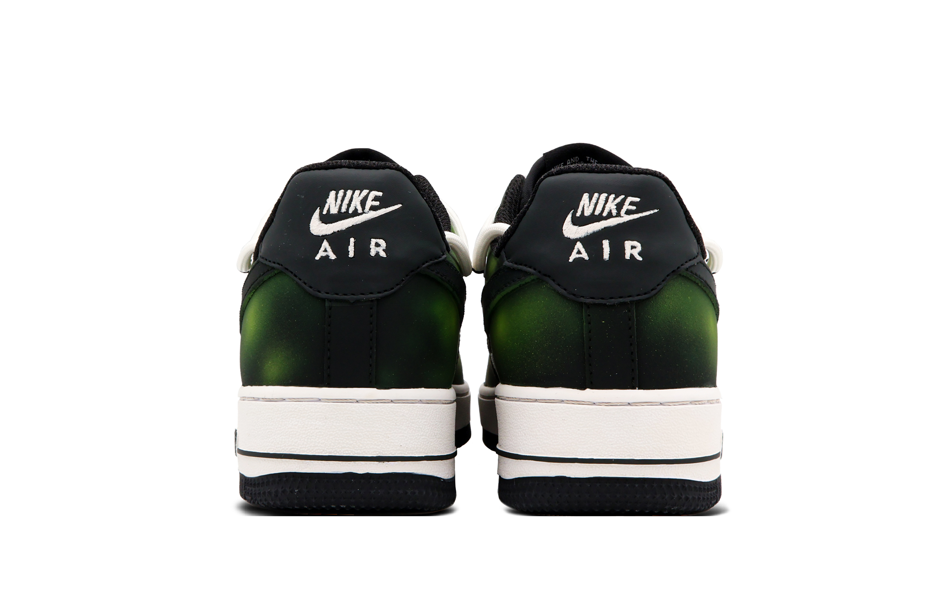 Shop [Kasut Custom] Nike Air Force 1 Low 'Dawn Putih-Hitam-Hijau' DV1331-100(Team53-女款黎明S-BOX)