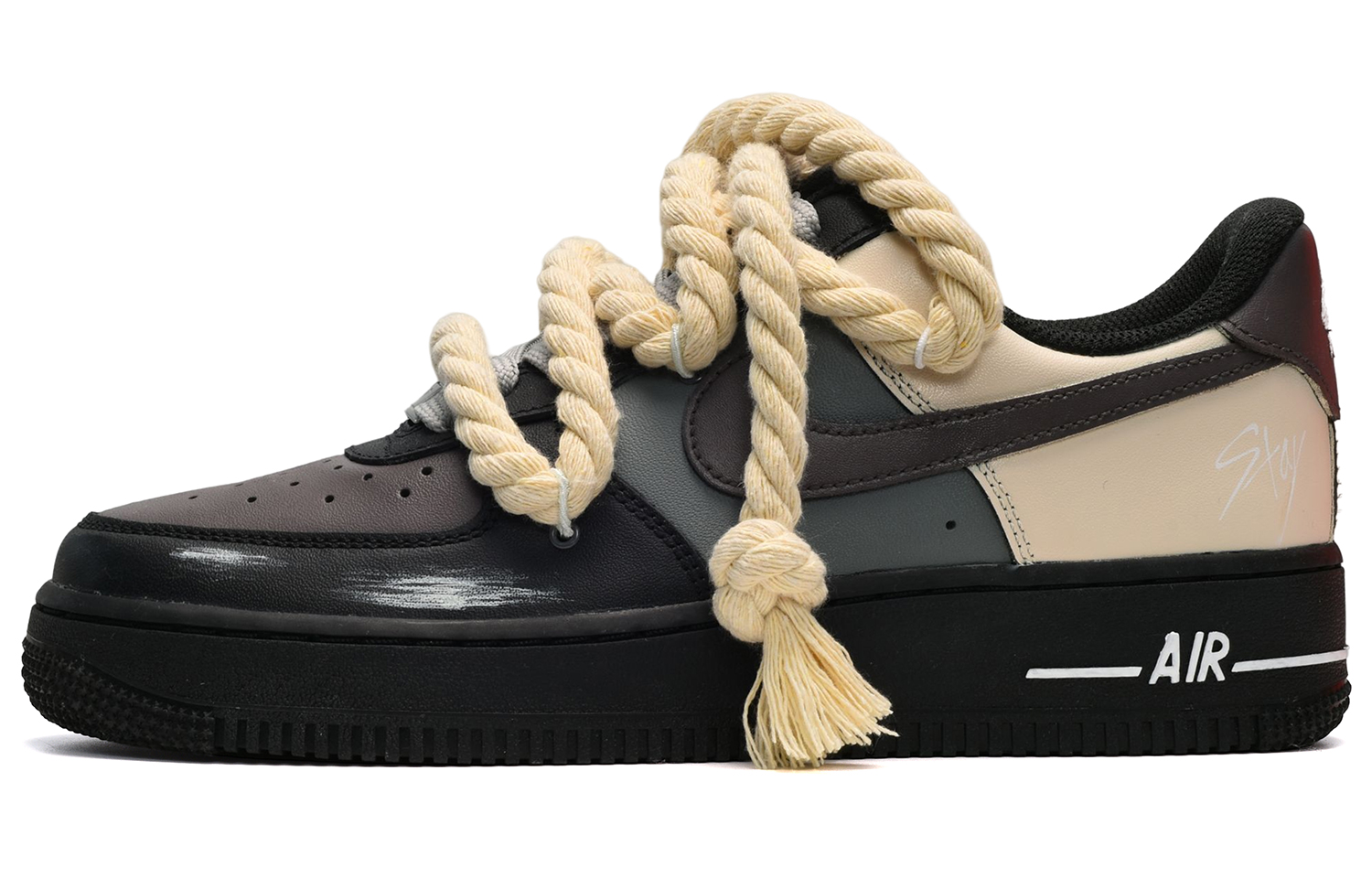 Buy Nike Air Force 1 Low Deconstruidas Negro Gris Amarillo CW2288-001(TeamE-男款沙漠黑灰黄)