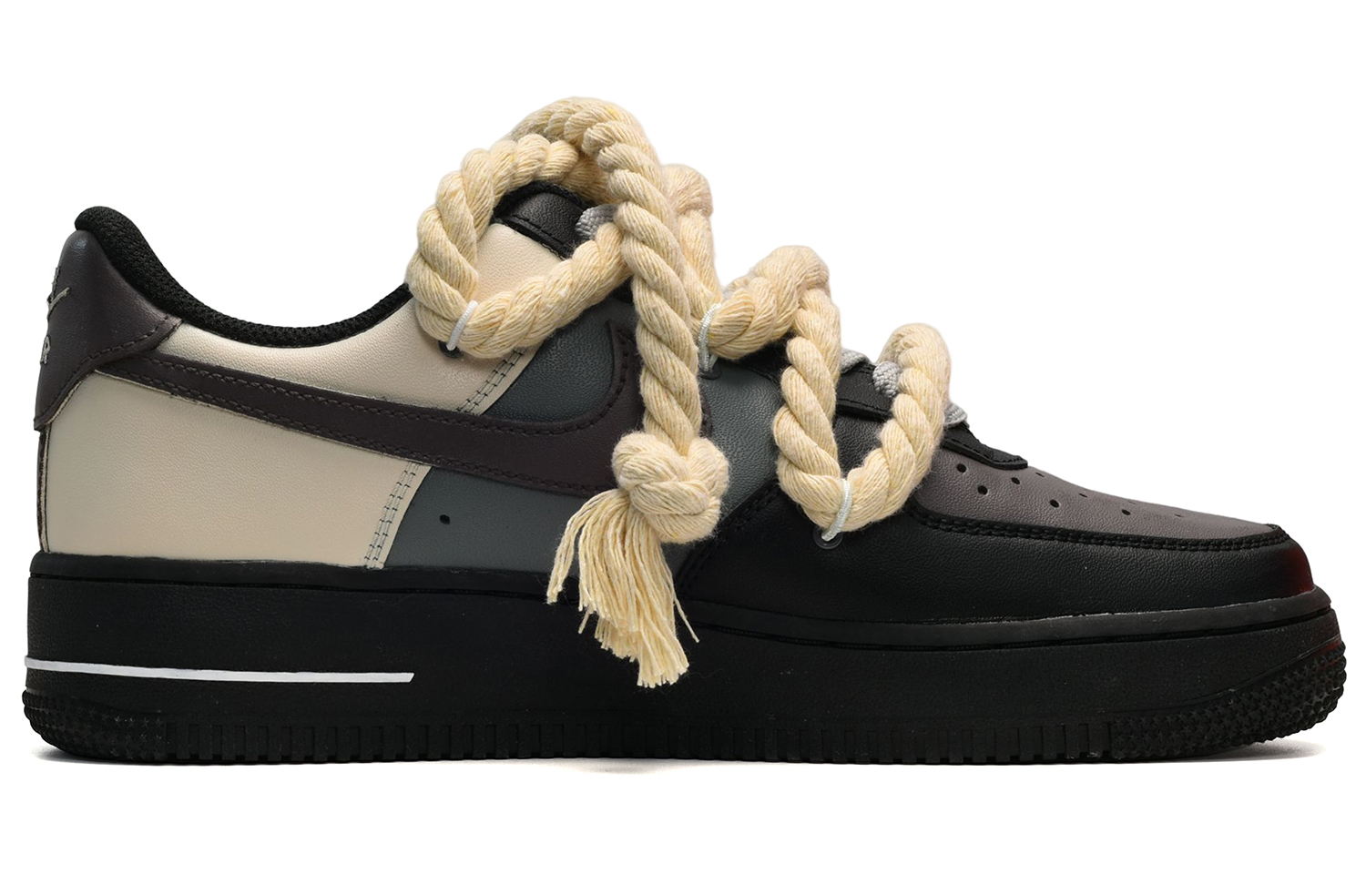 Order Nike Air Force 1 Low Deconstruidas Negro Gris Amarillo CW2288-001(TeamE-男款沙漠黑灰黄)