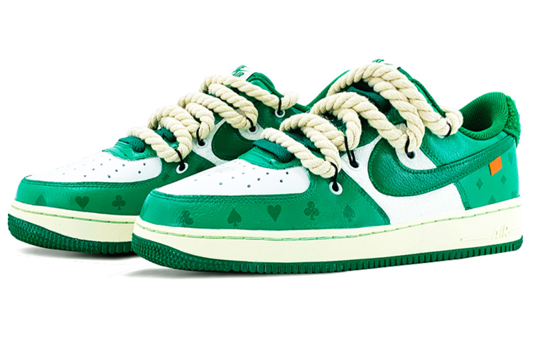 Lookbook [カスタムシューズ] ナイキ エア フォース 1 ロー 'デコンストラクト グリーン ホワイト' DO5220-131(TeamK-爱心扑克牌S-BOX)