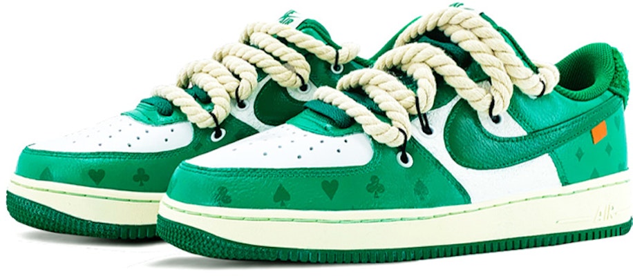 【客製化球鞋】Nike Air Force 1 Low '07 空軍一號 解構鞋帶 特殊鞋盒 愛心撲克牌 高街 低筒 板鞋 男款 綠白 Lookbook 【客製化球鞋】Nike Air Force 1 Low '07 空軍一號 解構鞋帶 特殊鞋盒 愛心撲克牌 高街 低筒 板鞋 男款 綠白