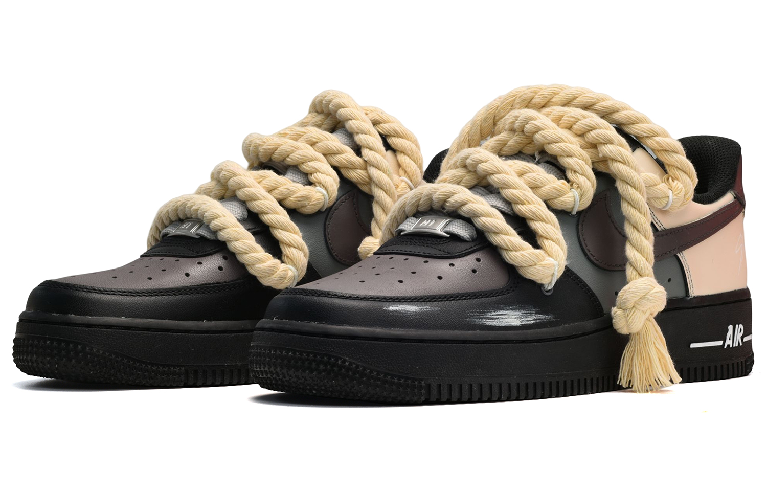 Lookbook Nike Air Force 1 Low Deconstruidas Negro Gris Amarillo CW2288-001(TeamE-男款沙漠黑灰黄)