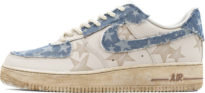 【客製化球鞋】Nike Air Force 1 低筒 空軍一號 牛仔情人 貼皮改造 復古 做舊 低幫 板鞋 男款 藍棕 Buy 【客製化球鞋】Nike Air Force 1 低筒 空軍一號 牛仔情人 貼皮改造 復古 做舊 低幫 板鞋 男款 藍棕