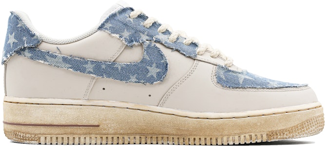 【客製化球鞋】Nike Air Force 1 低筒 空軍一號 牛仔情人 貼皮改造 復古 做舊 低幫 板鞋 男款 藍棕 Order 【客製化球鞋】Nike Air Force 1 低筒 空軍一號 牛仔情人 貼皮改造 復古 做舊 低幫 板鞋 男款 藍棕